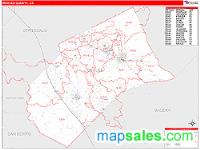 Merced County, CA Wall Map Zip Code