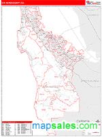 San Mateo County, CA Wall Map Zip Code