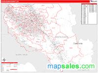 Santa Clara County, CA Wall Map Zip Code