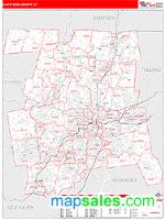 Hartford County, CT Wall Map Zip Code