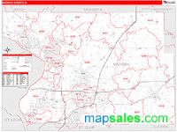 Madison County, IL Wall Map Zip Code