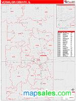 Vermilion County, IL Wall Map Zip Code