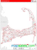 Barnstable County, MA Wall Map Zip Code