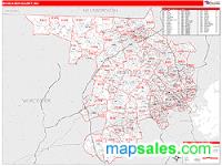 Middlesex County, MA Wall Map Zip Code