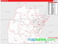 Hinds County, MS Wall Map Zip Code
