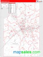 Spokane County, WA Wall Map Zip Code