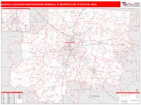 Nashville-Davidson-Murfreesboro-Franklin Metro Area Wall Map