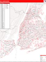 New York 5 Boroughs Metro Area Wall Map