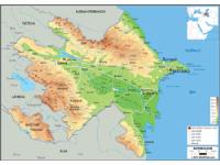 Azerbaijan Physical Wall Map