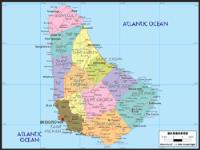 Barbados Political Wall Map