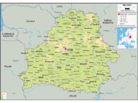 Belarus Physical Wall Map
