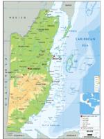 Belize Physical Wall Map