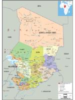 Chad Political Wall Map