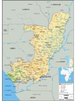 Congo Physical Wall Map