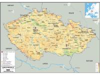 Czech Republic Physical Wall Map