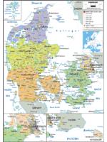 Denmark Political Wall Map