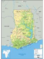 Ghana Physical Wall Map