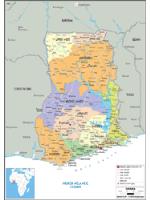 Ghana Political Wall Map
