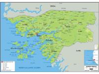 Guinea-Bissau Physical Wall Map