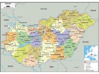 Hungary Political Wall Map