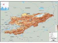 Kyrgyzstan Physical Wall Map