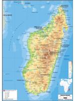 Madagascar Physical Wall Map
