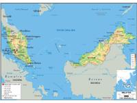 Malaysia Physical Wall Map
