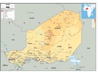 Niger Physical Wall Map