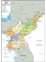 North Korea Political Wall Map