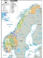 Norway Political Wall Map
