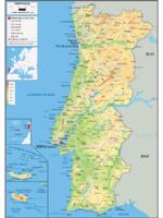 Portugal Physical Wall Map