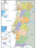 Portugal Political Wall Map