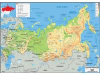 Russia Physical Wall Map
