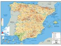 Spain Physical Wall Map