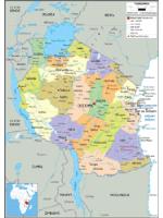 Tanzania Political Wall Map