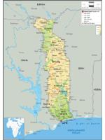 Togo Physical Wall Map