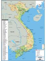 Vietnam Physical Wall Map