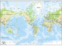 Americas-Centered World Physical Wall Map