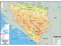 Bosnia Physical Wall Map