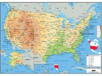 USA Physical Wall Wall Map