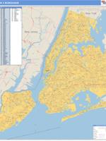 New York 5 Boroughs Wall Map Zip Code