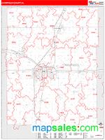 Champaign County, IL Wall Map Zip Code