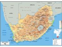 South Africa Physical Wall Map