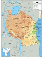 Tanzania Physical Wall Map