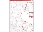 Bay County, MI <br /> Wall Map <br /> Zip Code <br /> Red Line Style 2026 Map