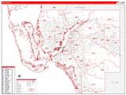 Lee County, FL <br /> Wall Map <br /> Zip Code <br /> Red Line Style 2026 Map