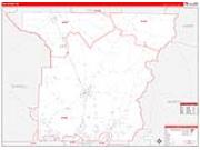 Lee County, GA <br /> Wall Map <br /> Zip Code <br /> Red Line Style 2026 Map