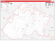 Lee County, KY <br /> Wall Map <br /> Zip Code <br /> Red Line Style 2026 Map