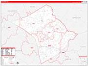 Lee County, TX <br /> Wall Map <br /> Zip Code <br /> Red Line Style 2026 Map