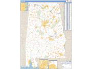 Alabama <br /> Wall Map <br /> Zip Code <br /> Basic Style 2025 Map